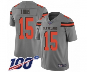 Men's Cleveland Browns #15 Ricardo Louis Limited Gray Inverted Legend 100th Season Football Jersey