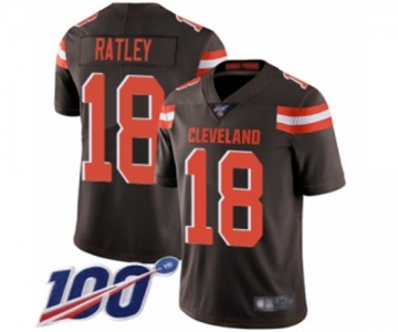 Men's Cleveland Browns #18 Damion Ratley Brown Team Color Vapor Untouchable Limited Player 100th Season Football Jersey