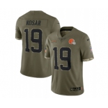 Men's Cleveland Browns #19 Bernie Kosar 2022 Olive Salute To Service Limited Stitched Jersey