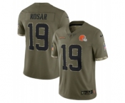 Men's Cleveland Browns #19 Bernie Kosar 2022 Olive Salute To Service Limited Stitched Jersey