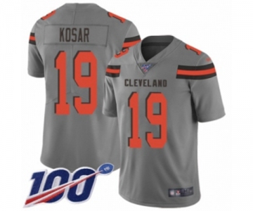 Men's Cleveland Browns #19 Bernie Kosar Limited Gray Inverted Legend 100th Season Football Jersey