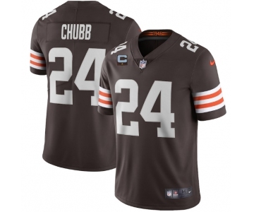 Men's Cleveland Browns 2022 #24 Nick Chubb Brown With 1-star C Patch Vapor Untouchable Limited NFL Stitched Jersey