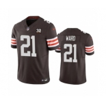 Men's Cleveland Browns #21 Denzel Ward Brown 2023 F.U.S.E. With Jim Brown Memorial Patch Vapor Untouchable Limited Football Stitched Jersey