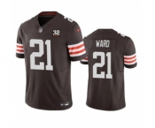 Men's Cleveland Browns #21 Denzel Ward Brown 2023 F.U.S.E. With Jim Brown Memorial Patch Vapor Untouchable Limited Football Stitched Jersey