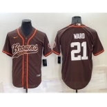 Men's Cleveland Browns #21 Denzel Ward Brown Stitched Cool Base Nike Baseball Jersey