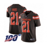 Men's Cleveland Browns #21 Denzel Ward Brown Team Color Vapor Untouchable Limited Player 100th Season Football Jersey