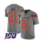 Men's Cleveland Browns #21 Denzel Ward Limited Gray Inverted Legend 100th Season Football Jersey