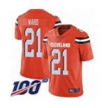 Men's Cleveland Browns #21 Denzel Ward Orange Alternate Vapor Untouchable Limited Player 100th Season Football Jersey