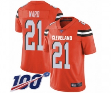 Men's Cleveland Browns #21 Denzel Ward Orange Alternate Vapor Untouchable Limited Player 100th Season Football Jersey