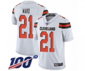 Men's Cleveland Browns #21 Denzel Ward White Vapor Untouchable Limited Player 100th Season Football Jersey