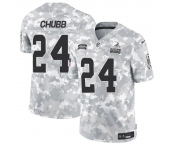 Men's Cleveland Browns #24 Nick Chubb 2024 F.U.S.E Arctic Camo Salute To Service Limited Stitched Football Jersey