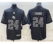 Men's Cleveland Browns #24 Nick Chubb Black Reflective Limited Stitched Football Jersey