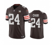 Men's Cleveland Browns #24 Nick Chubb Brown 2023 F.U.S.E. With Jim Brown Memorial Patch Vapor Untouchable Limited Football Stitched Jersey