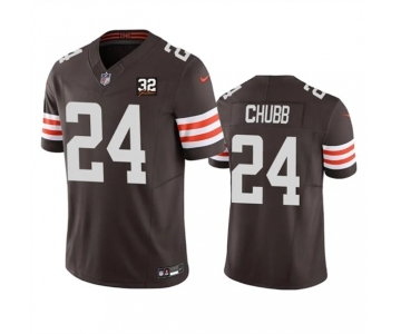 Men's Cleveland Browns #24 Nick Chubb Brown 2023 F.U.S.E. With Jim Brown Memorial Patch Vapor Untouchable Limited Football Stitched Jersey