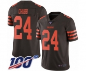 Men's Cleveland Browns #24 Nick Chubb Limited Brown Rush Vapor Untouchable 100th Season Football Jersey