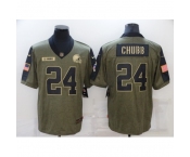 Men's Cleveland Browns #24 Nick Chubb Nike Olive 2021 Salute To Service Limited Player Jersey