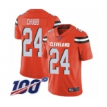 Men's Cleveland Browns #24 Nick Chubb Orange Alternate Vapor Untouchable Limited Player 100th Season Football Jersey