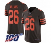 Men's Cleveland Browns #26 Greedy Williams Limited Brown Rush Vapor Untouchable 100th Season Football Jersey