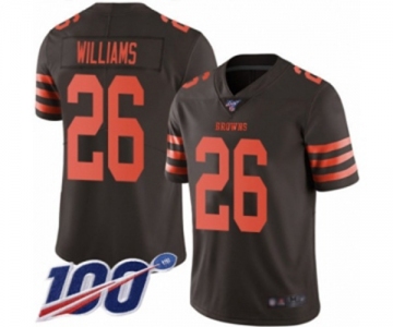 Men's Cleveland Browns #26 Greedy Williams Limited Brown Rush Vapor Untouchable 100th Season Football Jersey