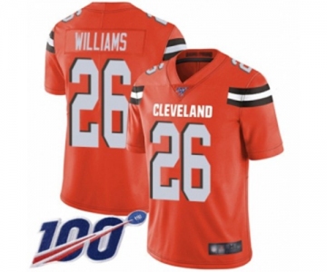 Men's Cleveland Browns #26 Greedy Williams Orange Alternate Vapor Untouchable Limited Player 100th Season Football Jersey