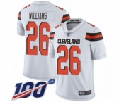 Men's Cleveland Browns #26 Greedy Williams White Vapor Untouchable Limited Player 100th Season Football Jersey