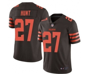 Men's Cleveland Browns #27 Kareem Hunt Brown Color Rush Limited Stitched Football Jersey