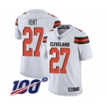 Men's Cleveland Browns #27 Kareem Hunt White Vapor Untouchable Limited Player 100th Season Football Jersey