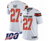 Men's Cleveland Browns #27 Kareem Hunt White Vapor Untouchable Limited Player 100th Season Football Jersey