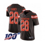 Men's Cleveland Browns #28 Phillip Gaines Brown Team Color Vapor Untouchable Limited Player 100th Season Football Jersey