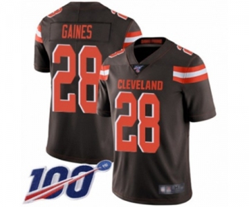 Men's Cleveland Browns #28 Phillip Gaines Brown Team Color Vapor Untouchable Limited Player 100th Season Football Jersey