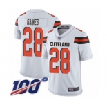 Men's Cleveland Browns #28 Phillip Gaines White Vapor Untouchable Limited Player 100th Season Football Jersey