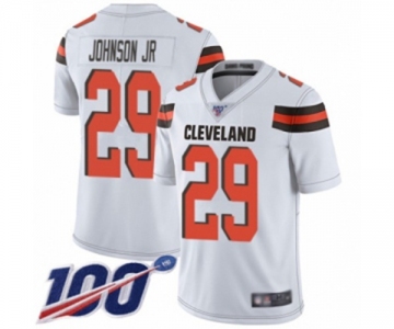 Men's Cleveland Browns #29 Duke Johnson White Vapor Untouchable Limited Player 100th Season Football Jersey