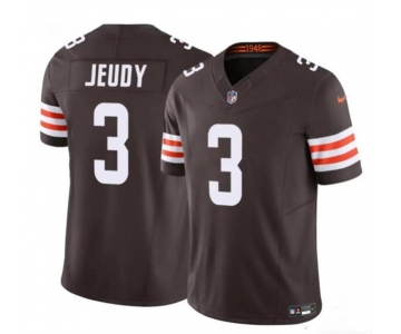 Men's Cleveland Browns #3 Jerry Jeudy Brown 2023 F.U.S.E. Vapor Limited Football Stitched Jersey