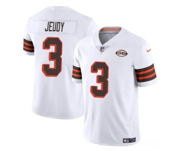 Men's Cleveland Browns #3 Jerry Jeudy White 1946 Collection Vapor Limited Football Stitched Jersey