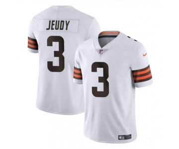 Men's Cleveland Browns #3 Jerry Jeudy White Vapor Limited Football Stitched Jersey