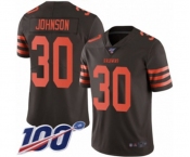 Men's Cleveland Browns #30 D'Ernest Johnson Limited Brown Rush Vapor Untouchable 100th Season Football Jersey