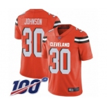 Men's Cleveland Browns #30 D'Ernest Johnson Orange Alternate Vapor Untouchable Limited Player 100th Season Football Jersey