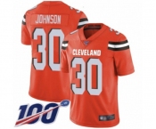 Men's Cleveland Browns #30 D'Ernest Johnson Orange Alternate Vapor Untouchable Limited Player 100th Season Football Jersey