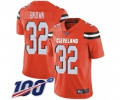 Men's Cleveland Browns #32 Jim Brown Orange Alternate Vapor Untouchable Limited Player 100th Season Football Jersey