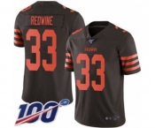 Men's Cleveland Browns #33 Sheldrick Redwine Limited Brown Rush Vapor Untouchable 100th Season Football Jersey