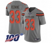 Men's Cleveland Browns #33 Sheldrick Redwine Limited Gray Inverted Legend 100th Season Football Jersey