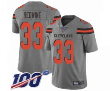 Men's Cleveland Browns #33 Sheldrick Redwine Limited Gray Inverted Legend 100th Season Football Jersey