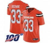 Men's Cleveland Browns #33 Sheldrick Redwine Orange Alternate Vapor Untouchable Limited Player 100th Season Football Jersey