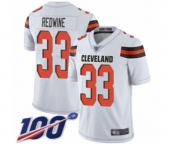 Men's Cleveland Browns #33 Sheldrick Redwine White Vapor Untouchable Limited Player 100th Season Football Jersey