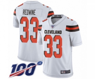 Men's Cleveland Browns #33 Sheldrick Redwine White Vapor Untouchable Limited Player 100th Season Football Jersey