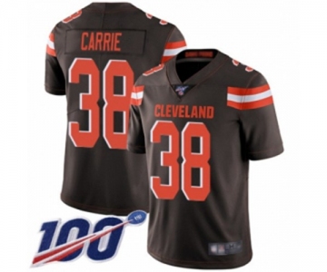 Men's Cleveland Browns #38 T. J. Carrie Brown Team Color Vapor Untouchable Limited Player 100th Season Football Jersey