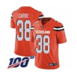 Men's Cleveland Browns #38 T. J. Carrie Orange Alternate Vapor Untouchable Limited Player 100th Season Football Jersey