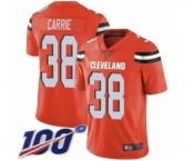 Men's Cleveland Browns #38 T. J. Carrie Orange Alternate Vapor Untouchable Limited Player 100th Season Football Jersey