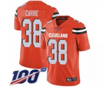 Men's Cleveland Browns #38 T. J. Carrie Orange Alternate Vapor Untouchable Limited Player 100th Season Football Jersey