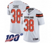 Men's Cleveland Browns #38 T. J. Carrie White Vapor Untouchable Limited Player 100th Season Football Jersey